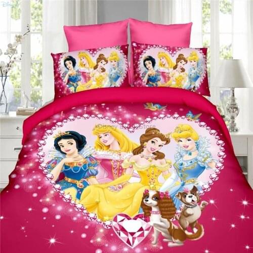 Disney Princess Bedding Set Cinderella Aurora Ariel Character Duvet Cover Bed Sheet Pillowcase for Children Room Decor 2/3/4pcs
