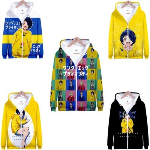 Men/women Autumn/Winter Youthful vitality With Pocket Anime Wonder Egg Priority Zipper Hooded Fashon Cartoon Sportswear