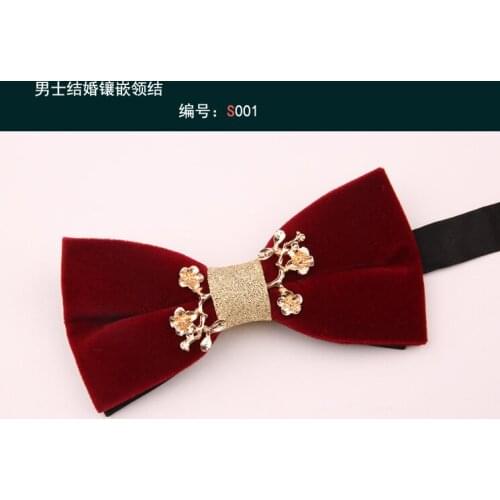 Bow tie male groom wedding best man wedding bow inlaid chain mens shirt suit bow tie tide decoration stage