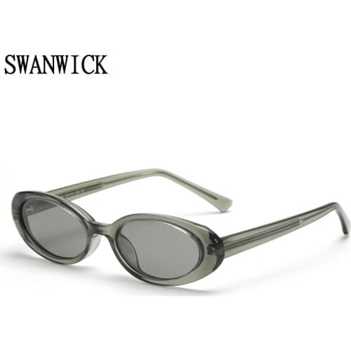 Swanwick small womens polarized sunglasses oval frame retro men TR90 acetate green brown eyewear korean style sun shades Summer