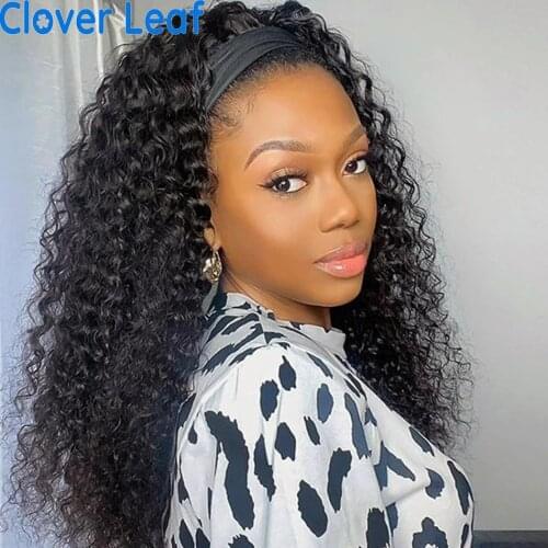 Headband Wigs Curly Headband Wig Remy Indian 150% Headband Wig Human Hair Kinky Curly Full Machine Made Wig Headbands For Women