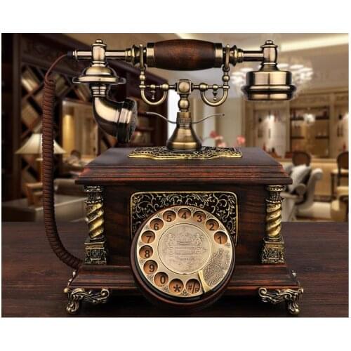 Rotate dialing Vintage fashion solid wood telephone antique telephone landline phone