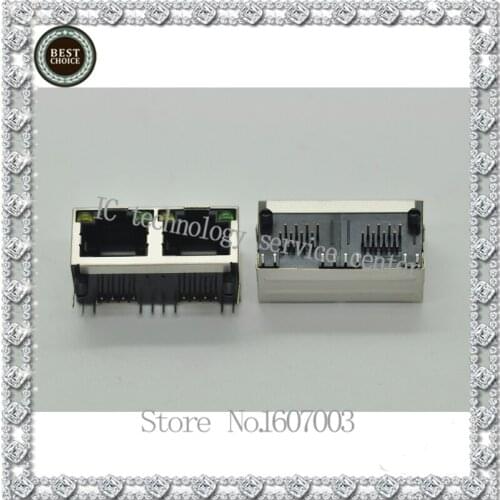RJ45 socket 1X2 with light 1 * 2 RJ45 network interface female port 2 port 56 / 8P8C with shielding