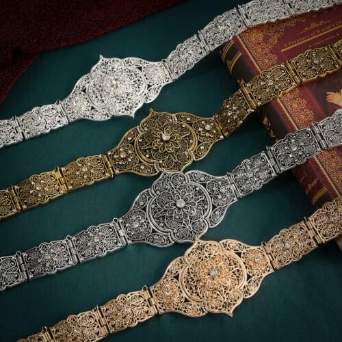 Shining Silver Wedding Belts for Bride Crystal Caftan Belts Morocco Fashion Costume Jewelry Waist Band