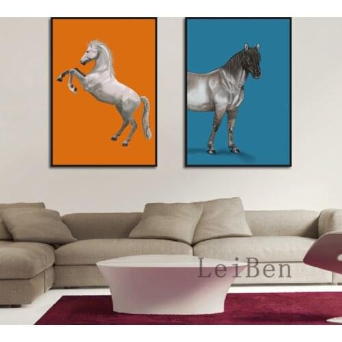 Wall Art Home Two Horses Decor Painting Canvas Prints Poster Modern Picture For Living Room Bedroom