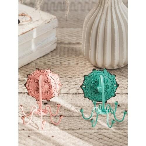 European style retro rotating hook jewelry storage rack old wall hanging decoration iron creative coat hook