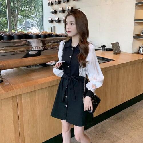 Woman Dress Summer Womens Dress Early Autumn New Stitching Fake Two Pieces Vestido De Mujer