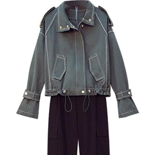 Womens Spring Denim Coat 2021 Oversize L/4XL Loose Denim Jacket Long Sleeve Casual Vintage Female Overcoat Cowgirl Jeans Jacket