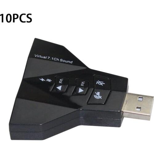 10PCS Microphone MIC Headset 7.1 Ch 3D Converter Double Sound Card Virtual USB 2.0 Audio Dual Adapter