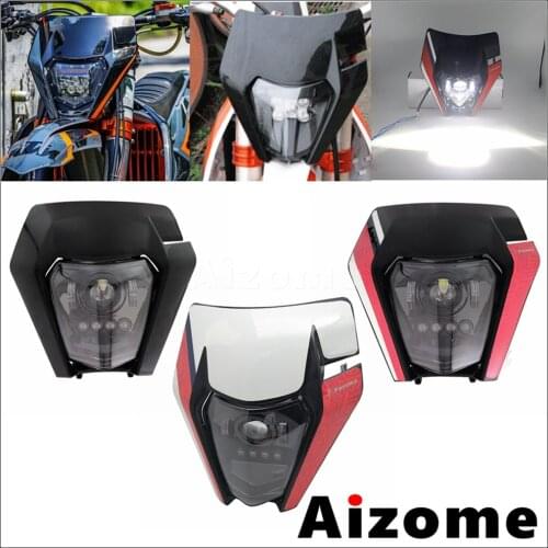 2V Black MX Motocross Motorcycle LED Head Light Headlight Hi/Lo Beam Lightings Lamp For Endruo EXC SX XC XCF XC-W FC FE TE TC