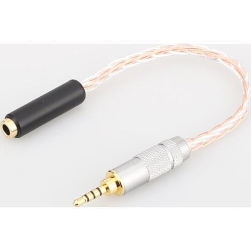 3.5mm 3 Pole Headphone to 2.5mm TRRS Balanced Female Aux Cable TRRS Audio Jack 7N Silver Plated Cable