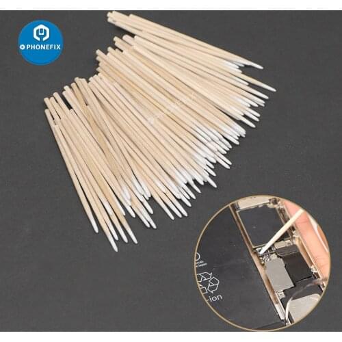 50pcs Disposable Ultra-small Cotton Swab Lint Free Micro Brushes Wood Cotton Buds Swabs for Phone Jack Charging Port Cleaning