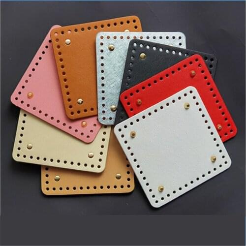 8 Color Knitting Crochet PU Leather Bag Square Bottom Shaper Cushion Hand-Woven Bag Pad for Cross Body Making Women Girls