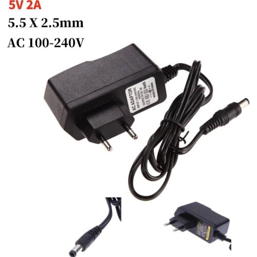 AC 100-240V Converter Adapter DC 5.5mm x 2.5MM 5V 2A 2000mA Charger EU Plug Switching Power Supply EU Plug Adapter