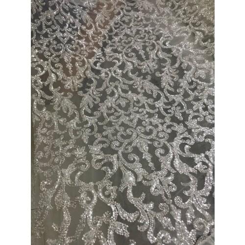 African Nigerian lace fabric ZH-666810 Wedding dress material with beads top-grade embroidered French mesh fabric