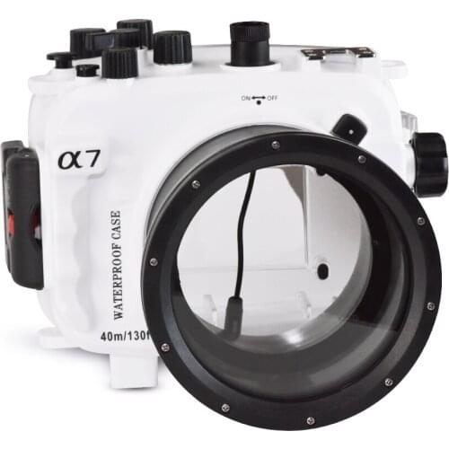 40m/130ft For Sony A7 NG Series A7R A7S underwater camera housing diving box case cover with 28-70mm lens (Standard port) White