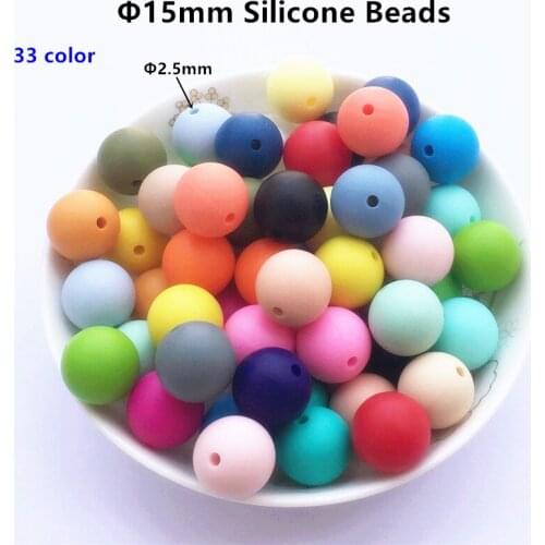 Chengkai 1000pcs 15mm BPA Free Silicone RoundTeether Beads DIY Baby Pacifier Chewing Jewelry Necklace Sensory Toy Accessories
