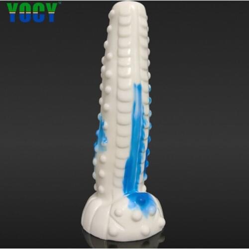 YOCY G-spot Animal Dildo Bumpy Little Pump Massager Anal Sex Toys For Women Tiger Fake Penis Blue White Dildos Butt Plug Lesbian