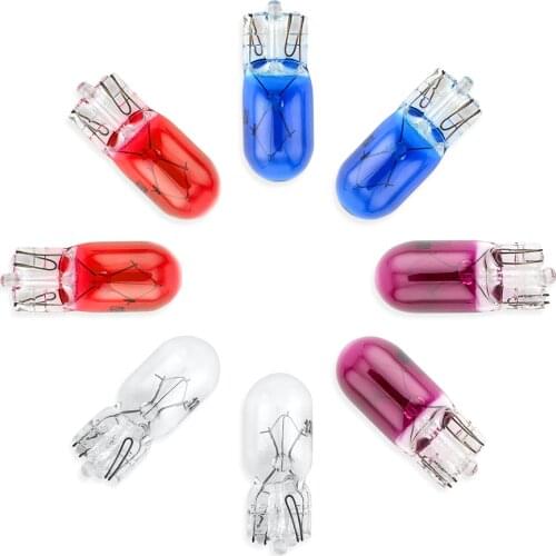 1 Piece T10 Halogen bulb W5W White,Blue,Amber,Green color 12V 5W 194 501 Side wedges car light source instrument lamp