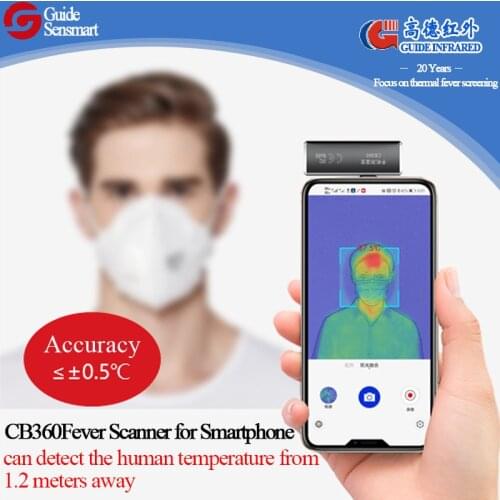 Infrared Thermal Camera for Smartphone Detect Temperature from 1.2 m away Sound Alarm IR Fever Screening Thermographic Scanner