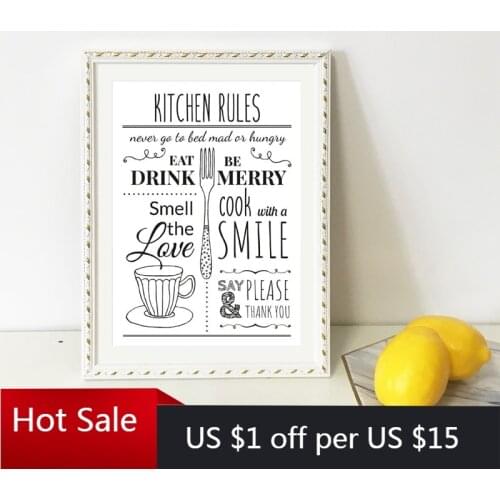 Kitchen Rules Illustration Canvas Painting Prints Kitchen Modern Minimalist Wall Art Decor Picture Posters Aesthetic Room Decor
