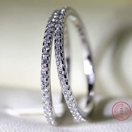 925 Silver color Diamond Ring for Women Full Drilled White Topaz Bizuteria Anillos Gemstone S925 Jewelry Diamond bague Rings