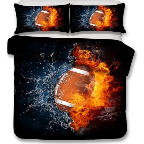 Dropshipping 3D Bedding Set Water fireball Rugby Print Duvet cover set bedclothes with pillowcase bed set Boy gife