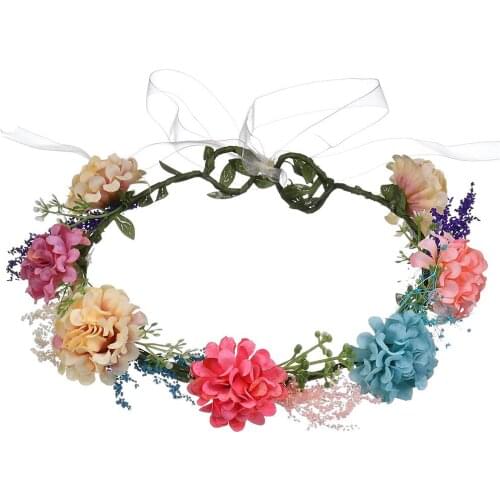 Korean Bridal Flower Crown Head Wreath Garland Wedding Dress Simulation Floral Hairbands Mori Girls Beach Party Hair Accessories