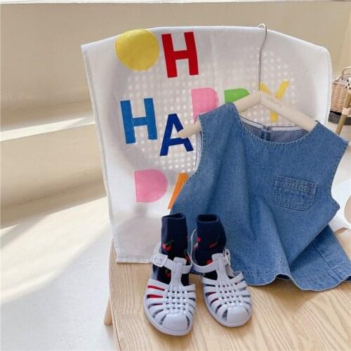 Summer girls thin cotton sleeveless denim Tops Korean style casual loose vests