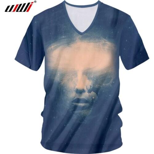 UJWI V Neck Mens T Shirts 2018 Fashion 3d Print Whirlwind T-shirt Star Space Unisex Tshirts Short Sleeve Undershirts Dropship
