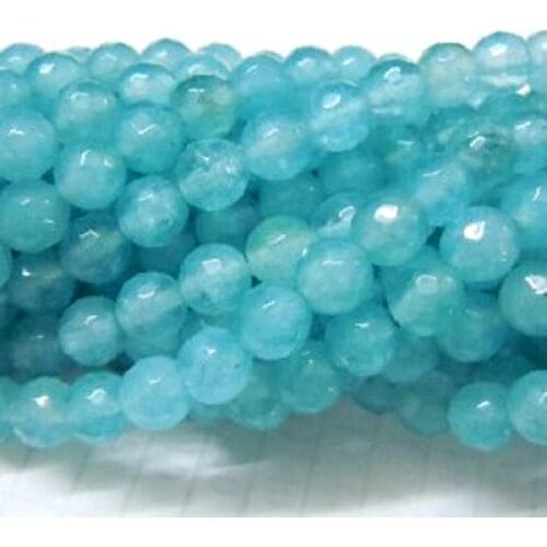 Natural Blue Dyed Sponge Quartz Beads Strands, Faceted, Round, SkyBlue, 10mm inner diameter, Hole: 1mm,about 40pcs/strand