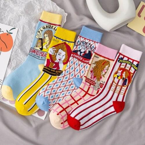 Lolita socks cute funny designer women cotton meias cartoon street japanese style harajuku slouch skarpetki damskie woman sokken