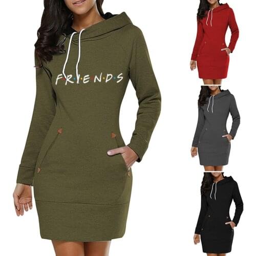 Autumn Hoodie Dress Women Sweatshirt Suit Long Sweatshirt Casual Long Sleeve Pocket Pullovers Hoodie for Women Clothing S-5Xl