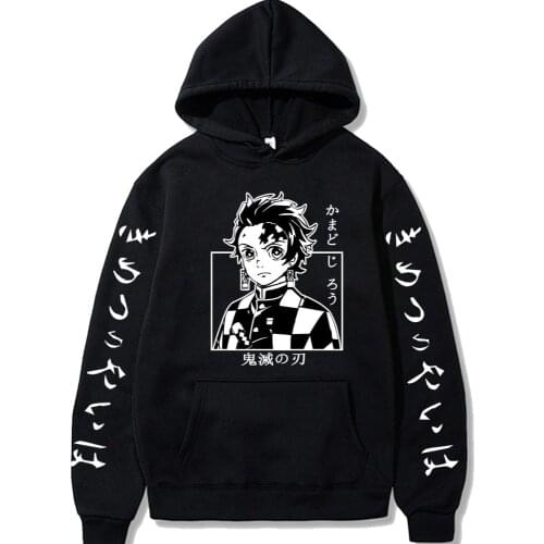 Demon Slayer Japan Anime Print Unisex Kamado Tanjirou Pullovers Hoodie Loose Hip Hop Sweatshirt Streetwear Harajuku Men Hoodie
