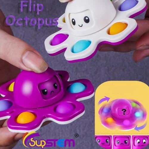 Flip Octopus Fidget Toys Anti Stress Hand Spinner Toy Fingertip Gyro Push Bubble Relief Stress Children Adult Sensory Xmas Gift