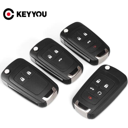 KEYYOU Flip Folding Remote Car Key Shell For Chevrolet Cruze Epica Lova Camaro Impala 2 3 4 5 Button HU100 Blade Replacement
