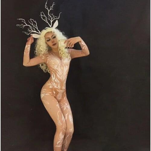 Christmas Sexy Jumpsuit Nightclub Stage Wear for Singer Dancer Cosutme Nightclub Party Show Bodysuit Celebrate Clothing