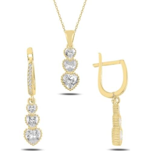 Silver 925 Sterling Cottage Heart Zircon Stone Set