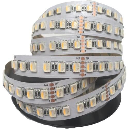 DC24V 30W 12MM FPBC 480Leds 4 In 1 5050 SMD LED Strip Light RGBW RGBWW Light Dimmable and Color Temperature Adjustable 16.4Ft