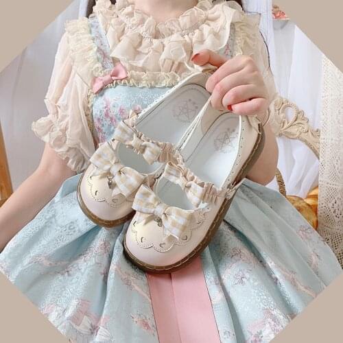 Lolita Shoes Flats Round Toe Bow Kawaii Anime Lolita Cosplay Japanese College Student Loli Girls Vintage Tea Party Loli Shoes