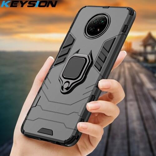 KEYSION Shockproof Armor Case for Redmi Note 9T 9S 9 Pro 8 Pro 9A 9c 8A 5 6 7 7A Ring Stand Phone Back Cover for Xiaomi Redmi 9