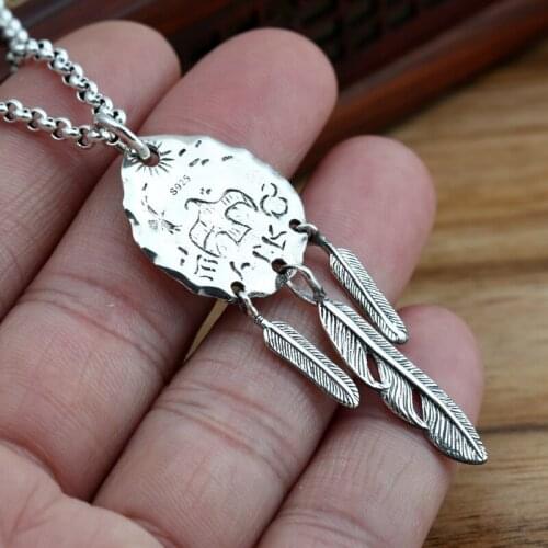S925 Sterling Silver Jewelry Vintage Thai Silver Japan Takahashi Goro Eagle Logo Feather Pendant Fashion Men And Women Pendant