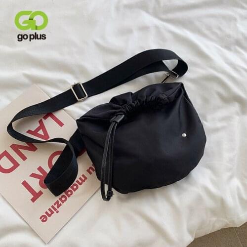 GOPLUS Women Nylon Drawstring Crossbody Bag 2021 New Hip-Hop Cool Black Sport Shoulder Messenger Bags Travel Purses for Female