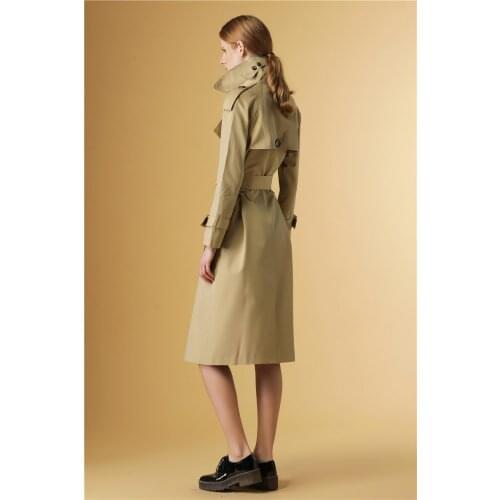 New 2020 Spring Classic European Trench Coat khaki Blue Double Breasted Female Overcoat Long Slim Streetwear Windbreaker LX2621