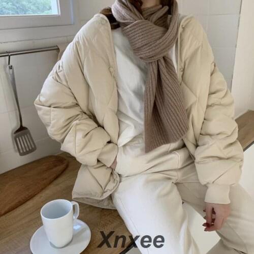 Winter Fashion Outwear Casual Jackets Solid Tops All-Match Simple Fresh Stylish Warm Women Coat Loose Thicken Xnxee