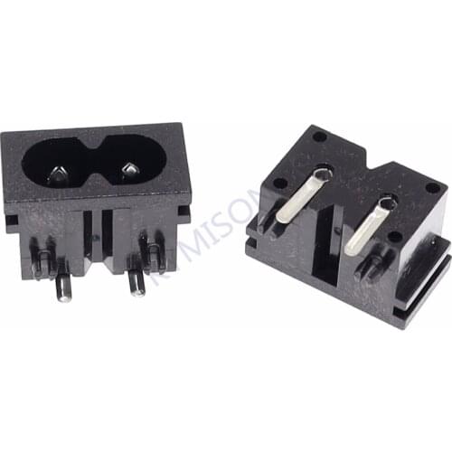 10Pcs AC 250V 2.5A Right Angle Black Male Plug IEC320 C8 Power Socket Connector 180-F02