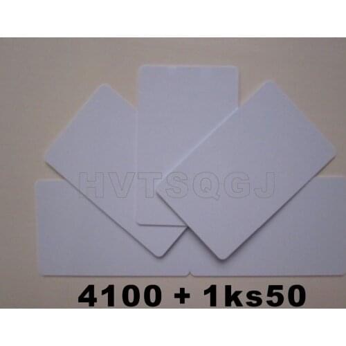100pcs/lot Free shipping Dual Chip RFID F08 13.56 Mhz and TK4100 125 kHz ID blank card Readable Writable Rewrite Card
