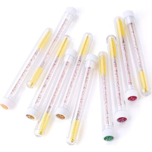 20pcs/lot Reusable Eyebrow Brush Tube, Disposable Eyelash Brush, Eyebrow Brush, Replaceable Dust-proof Bottom Sparkling Diamond