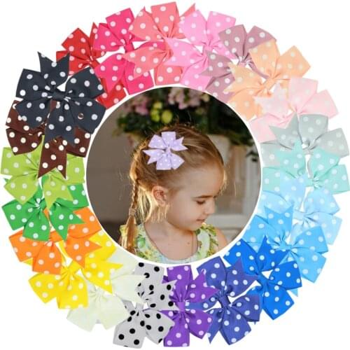 24PCS 8CM Polka Dot Hair Bows Hair Accessories Bow Knot Hair Clips For Baby Kids Girls Fashion Cute Hairpin Children Headwear