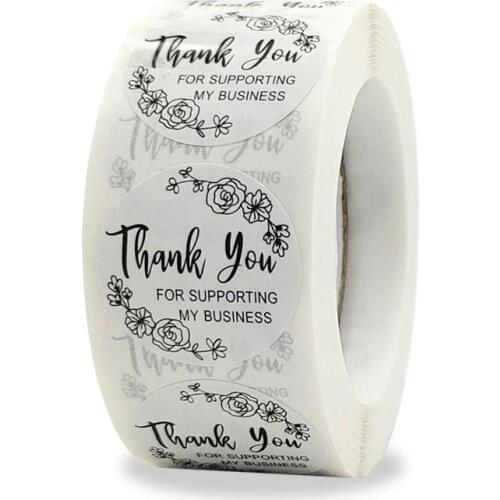 500pcs White Thank You Stickers Roll Thank You for Supporting Our Small Business for Gift Bags Packaging, Mailer Seal Sticker